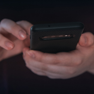 close-up of a person holding a phone